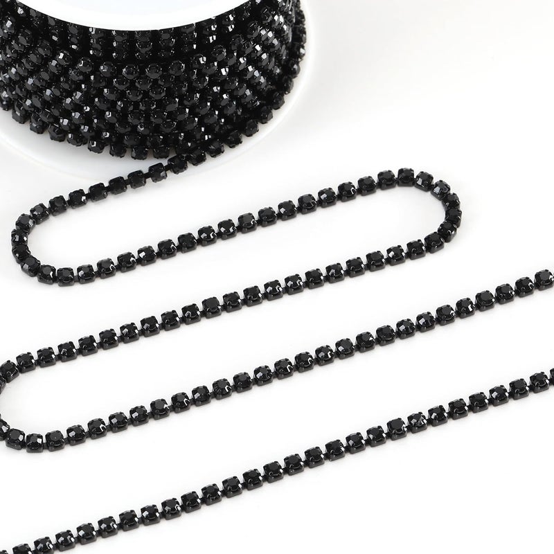 Rytenz 10 Yards 3 MM Rhinestone Chain Trim Crystal Rhinestone Close Chain Trim for Sewing Crafts, DIY Decoration, Jewelry, Clothing, Shoes (Black) - Image 2